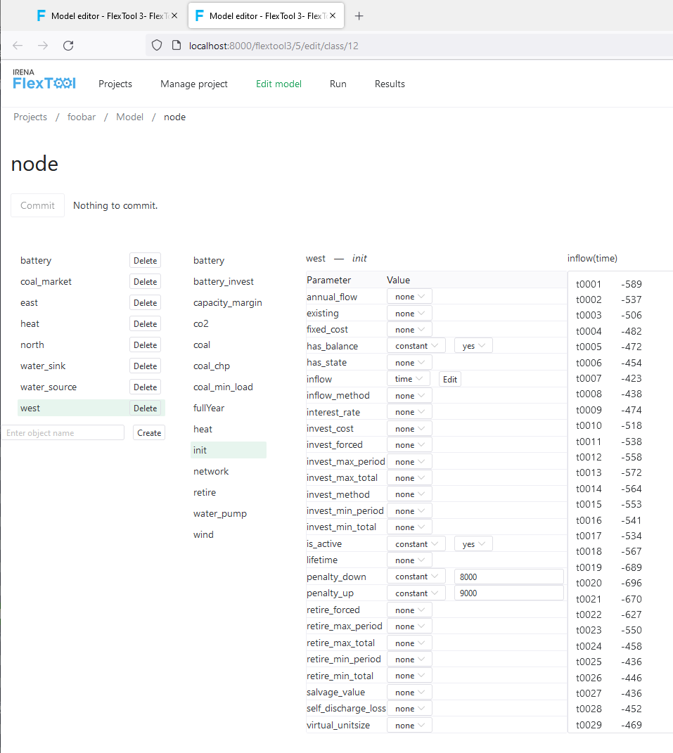 Webinterface data page