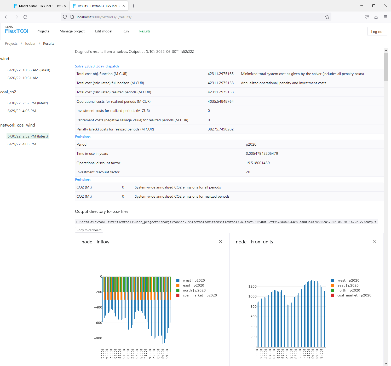 Webinterface results page