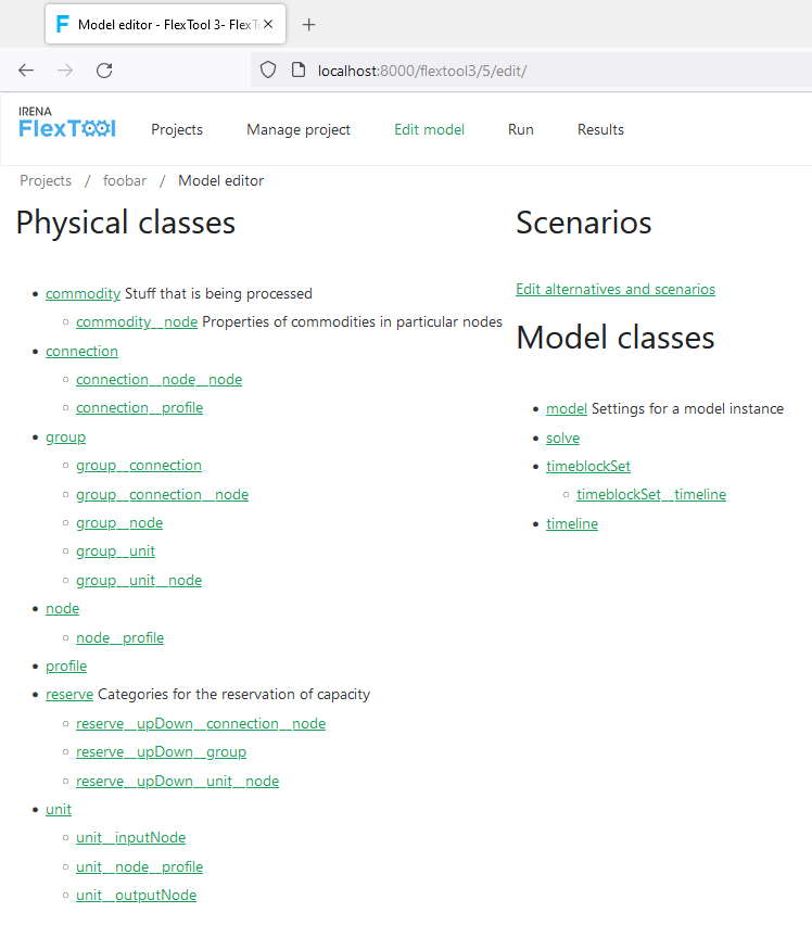 Webinterface data editor front page